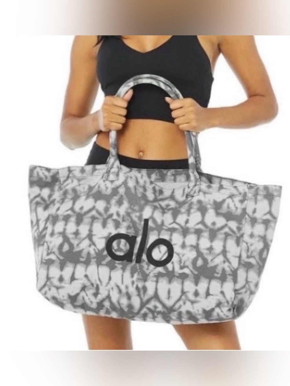 ALO Yoga Gray Tie-Dye Tote Bag